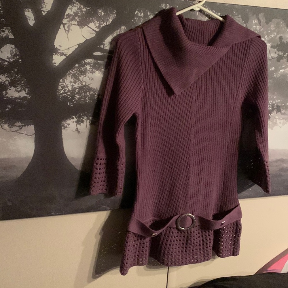 Purple cowl neck sweater no size